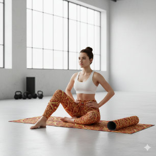 Custom Fit Golden Red Ornate: Opulent Activewear Leggings