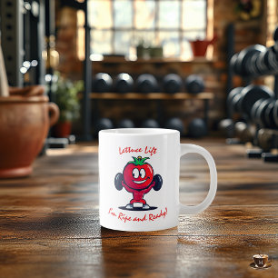 Custom Fitness Quirky Tomato Lifting Weights Large Coffee Mug