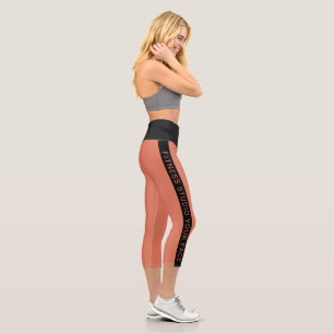 Custom Fitness Studio Name Black Stripe Orange Capri Leggings