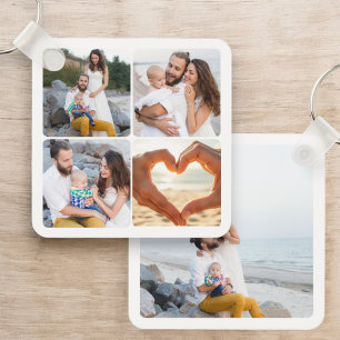 Custom Five Photo Personalized Double Sided  Keychain