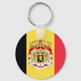 Custom Flag of Belgium Black Yellow Red  Keychain