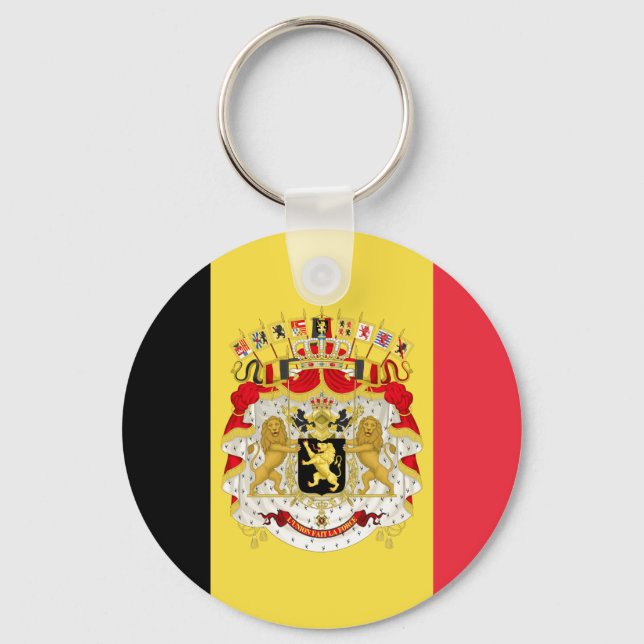 Custom Flag of Belgium Black Yellow Red  Keychain (Front)