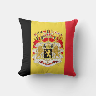 Custom Flag of Belgium Black Yellow Red  Throw Pillow
