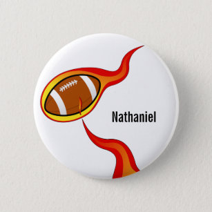 custom flaming  football 2 inch round button