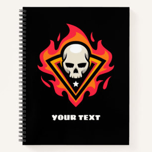Custom Flaming Skull Logo Notebook
