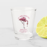 Custom Flamingo 50th Birthday 50 and Fabulous Shot Glass<br><div class="desc">Cute personalized 50th birthday party flamingo gag shot glass. Add your name and message by clicking on the "Personalize" button to create a unique party swag for your celebration. Makes a perfect keepsake for guests to remember this special milestone.</div>