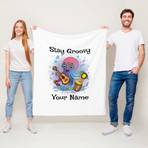 Custom Fleece Blanket Retro Octopus Name & Text