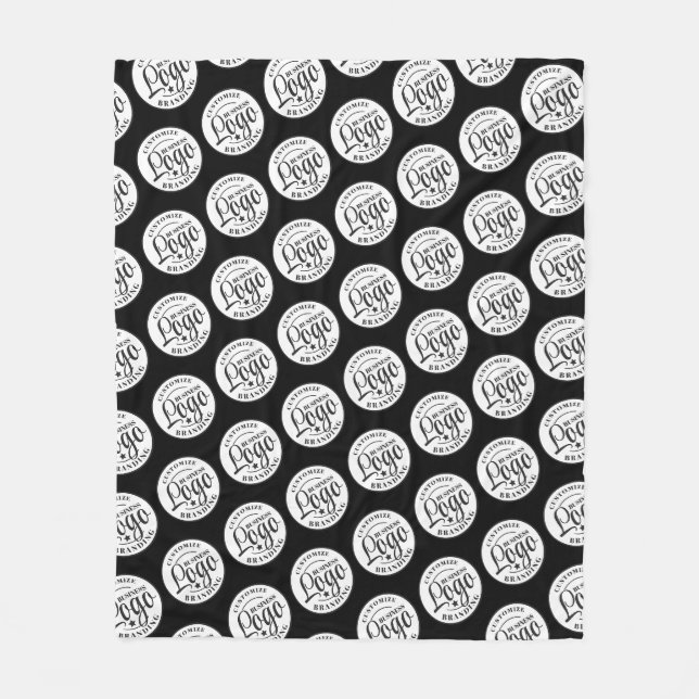 Custom Fleece Blanket With Logo Print | Black (Front)