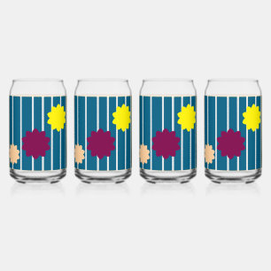 Custom Floral Abstract Can Glass