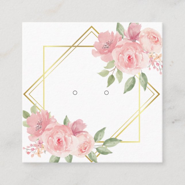 Custom Floral Art Deco Stud Earring Display Cards (Front)