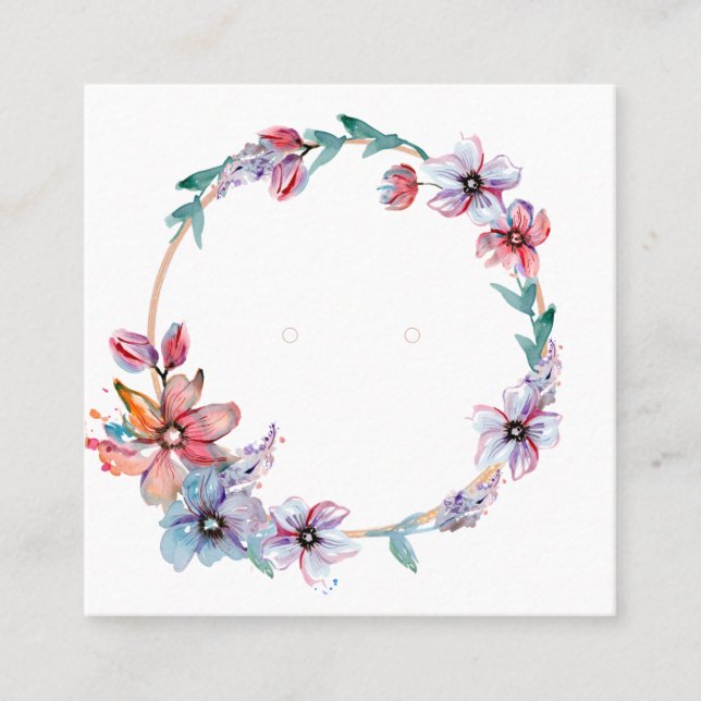 Custom Floral Art Earring Jewellery Display Cards (Front)