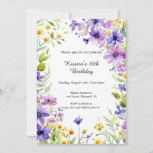 Custom Floral Birthday Invitation