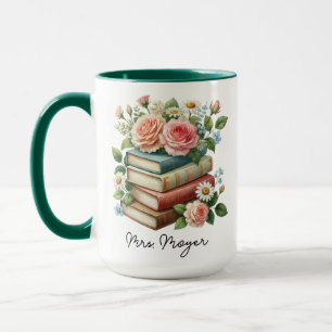 Custom Floral Books Teacher Appreciation Librarian Mug
