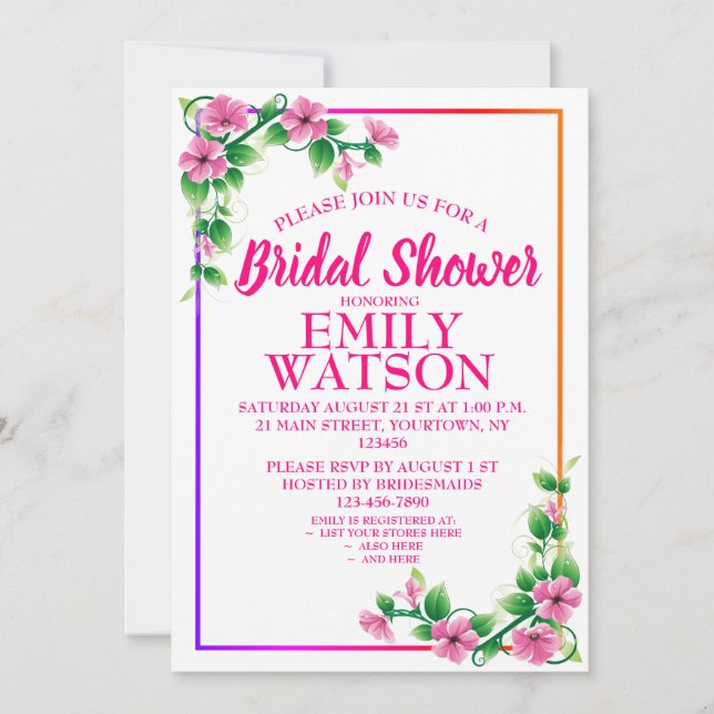 Custom Floral Bridal Shower Invitation (Front)