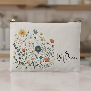Custom Floral Bridesmaid Gift Pouch, Mother's Day Accessory Pouch