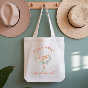 Custom Floral Bridesmaid Tote Bag Bridal Party Bag