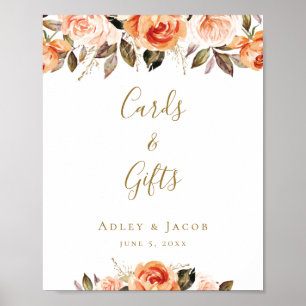 Custom Floral Burnt Orange Wedding Sign