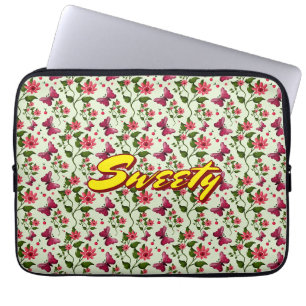 Custom floral Butterfly cherry seamless pattern  Laptop Sleeve
