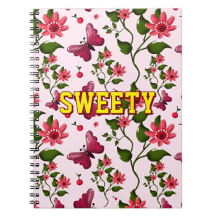 Custom floral butterfly pattern  notebook