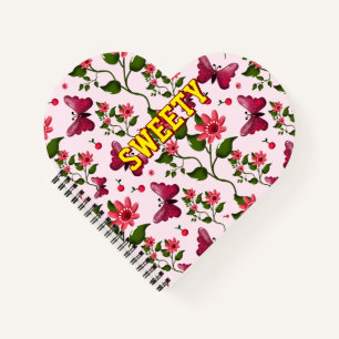 Custom floral butterfly pattern  notebook