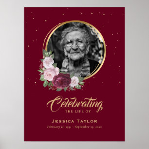 Custom Floral Celebration of Life Funeral Sign