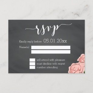 Custom Floral Chalkboard Wedding RSVP Cards