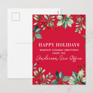 Custom Floral Christmas Party Holiday Postcard