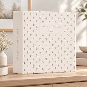Custom Floral Cream Pink Family Keepsake Photo Binder