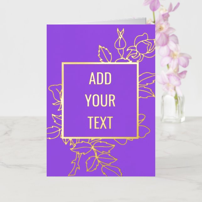 Custom Floral Design Gold Foil Card (Orchid)