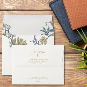Custom Floral Elegant Script Classy Quote Blue Envelope