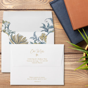 Custom Floral Elegant Script Classy Quote Blue Envelope