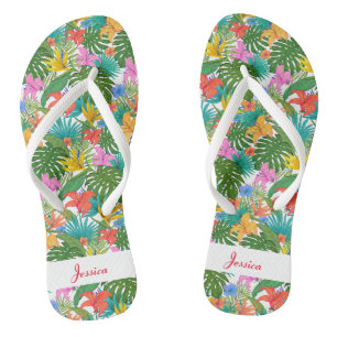 Custom Floral Flip Flops with Hibiscus Flowers