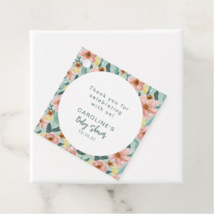 Custom Floral Garden Green Baby Shower Thank You Favour Tags