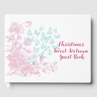 Custom Floral Girly Sweet Sixteen Keepsake Guest Book