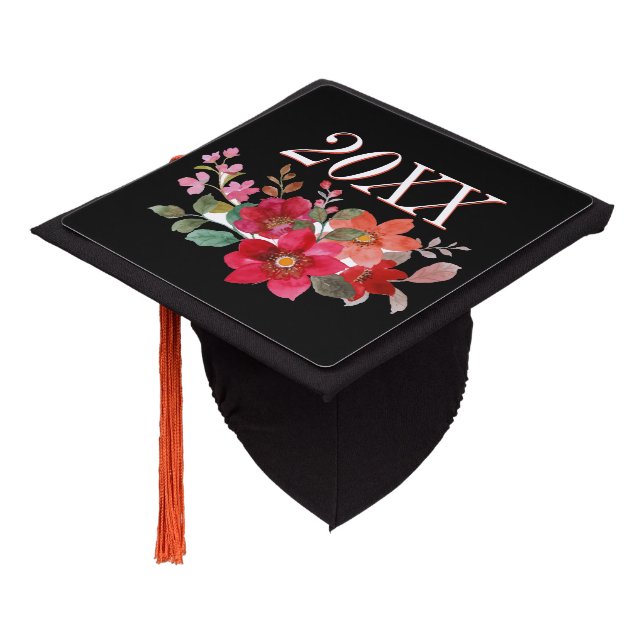 Custom Floral Graduation Cap Topper (Angled)
