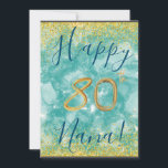 Custom Floral Happy 80th Birthday Card<br><div class="desc">.: Beautiful floral wreath and both hand-script and balloon font. The "80th" is permanent,  but every other written portion is customizable!
.: blank inside so you may write what you like.</div>