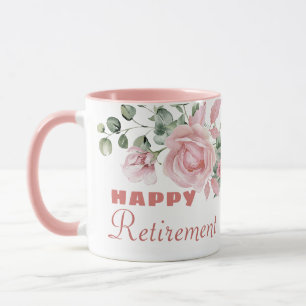 Custom Floral Happy Retirement  Mug