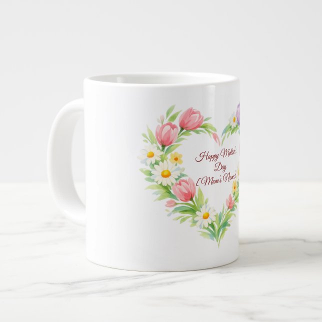 Custom Floral Heart Mother’s Day Mug (Devant gauche)
