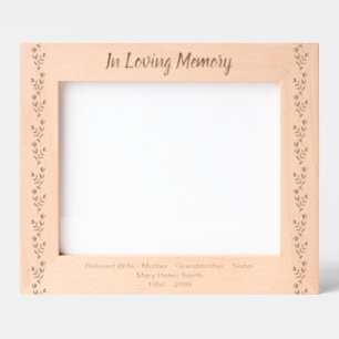 Custom Floral In Loving Memory Keepsake Memorial Etched Frames