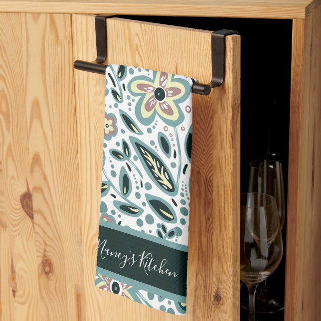 Custom Floral  Kitchen Towel (Thirds Fold)