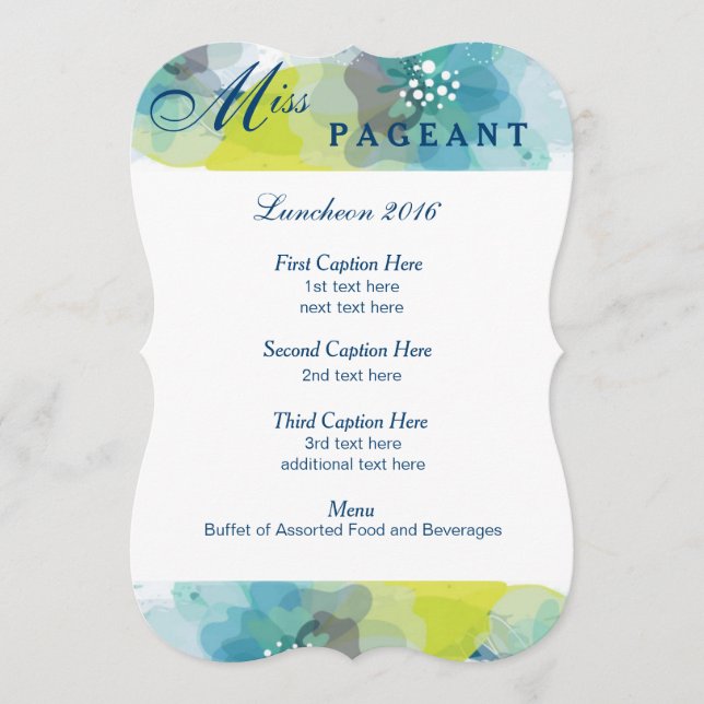 Custom Floral Luncheon Program Card (Front)