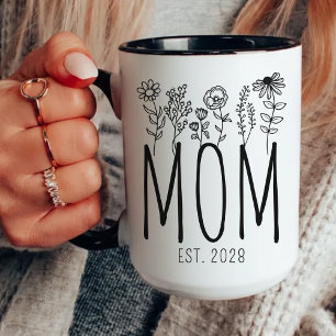 Custom Floral Mommy Mug, Birthday Gift for Mom Mug