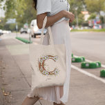 Custom Floral Monogram Letter B Personalized Gift Tote Bag<br><div class="desc">Elegant 'C' monogram tote bag with daisies and vines in light,  soft colour. Customize with your name,  perfect for nature lovers and thoughtful gifts.</div>