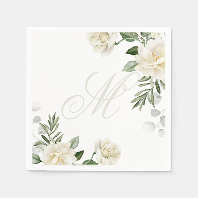 Custom Floral Monogram  Napkin (Front)