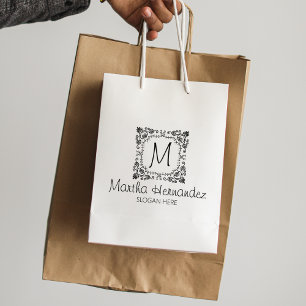 Custom Floral Monogram, Small Business Large  Rubber Stamp