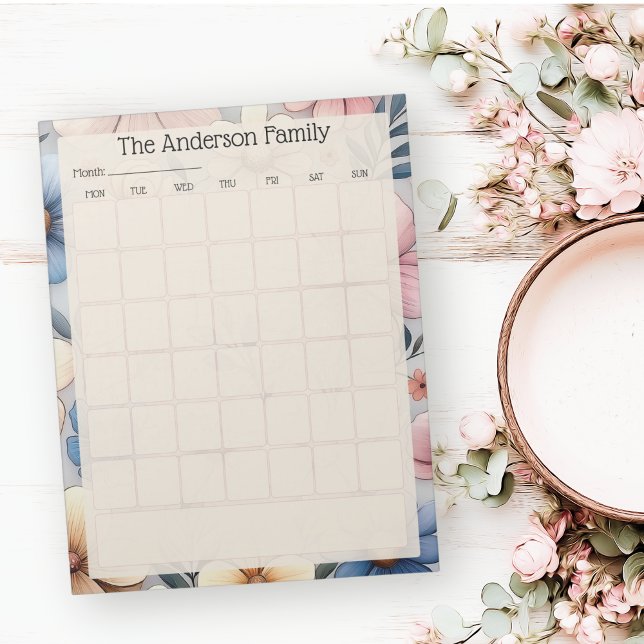 Custom Floral Monthly Calendar Notepad (Creator Uploaded)