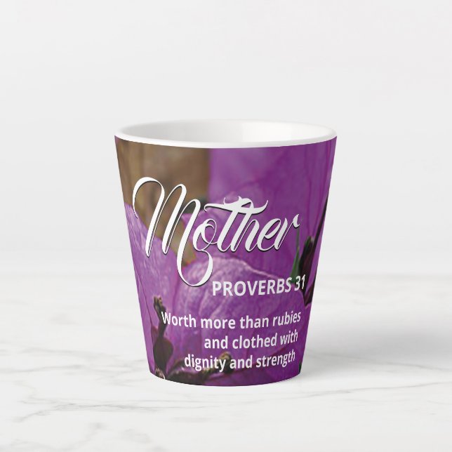 Custom Floral MOTHER Proverbs 31 Latte Mug (Front)