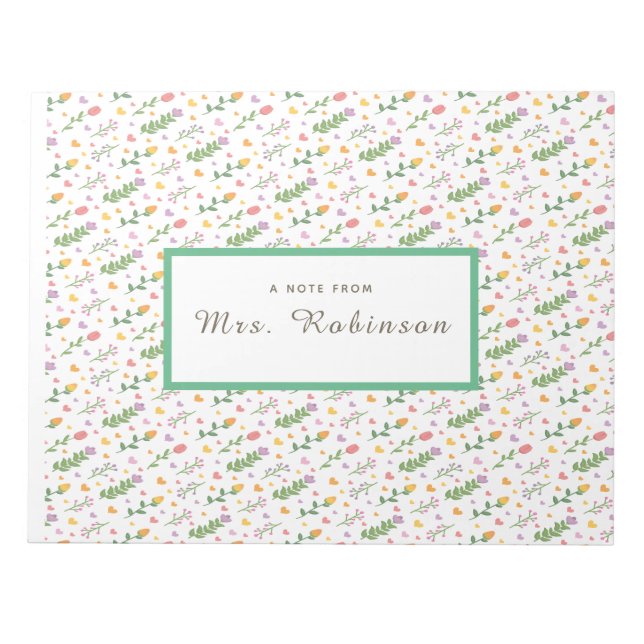 Custom Floral | Name Elegant Wildflower Writing  Notepad (Front)