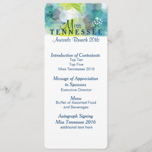 Custom Floral Pageant Awards Brunch Program Card 2