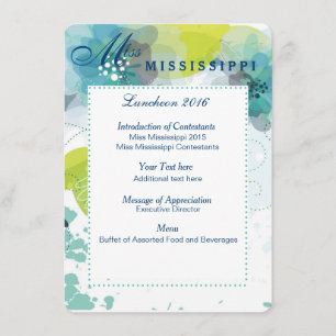 Custom Floral Pageant Luncheon Program Card